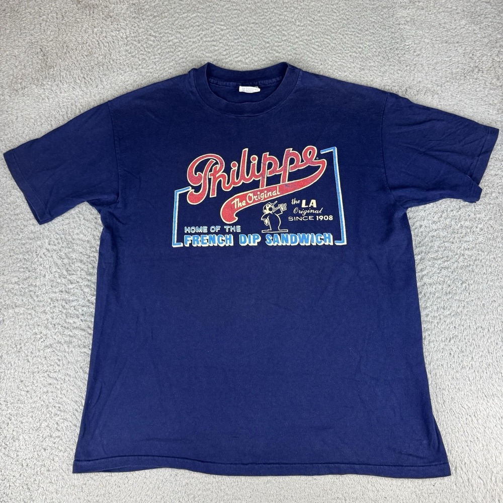 90s VINTAGE PHILIPPE THE ORIGINAL FRENCH DIP SANDWICH RESTAURANT L.A. T-SHIRT Xl